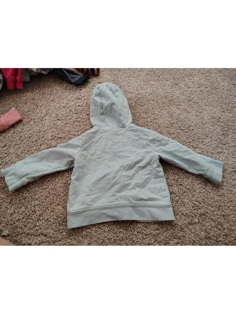 Baby Girl 12 mo polka dot sweater Hoodie blue easter bunny Carters 100% Cotton